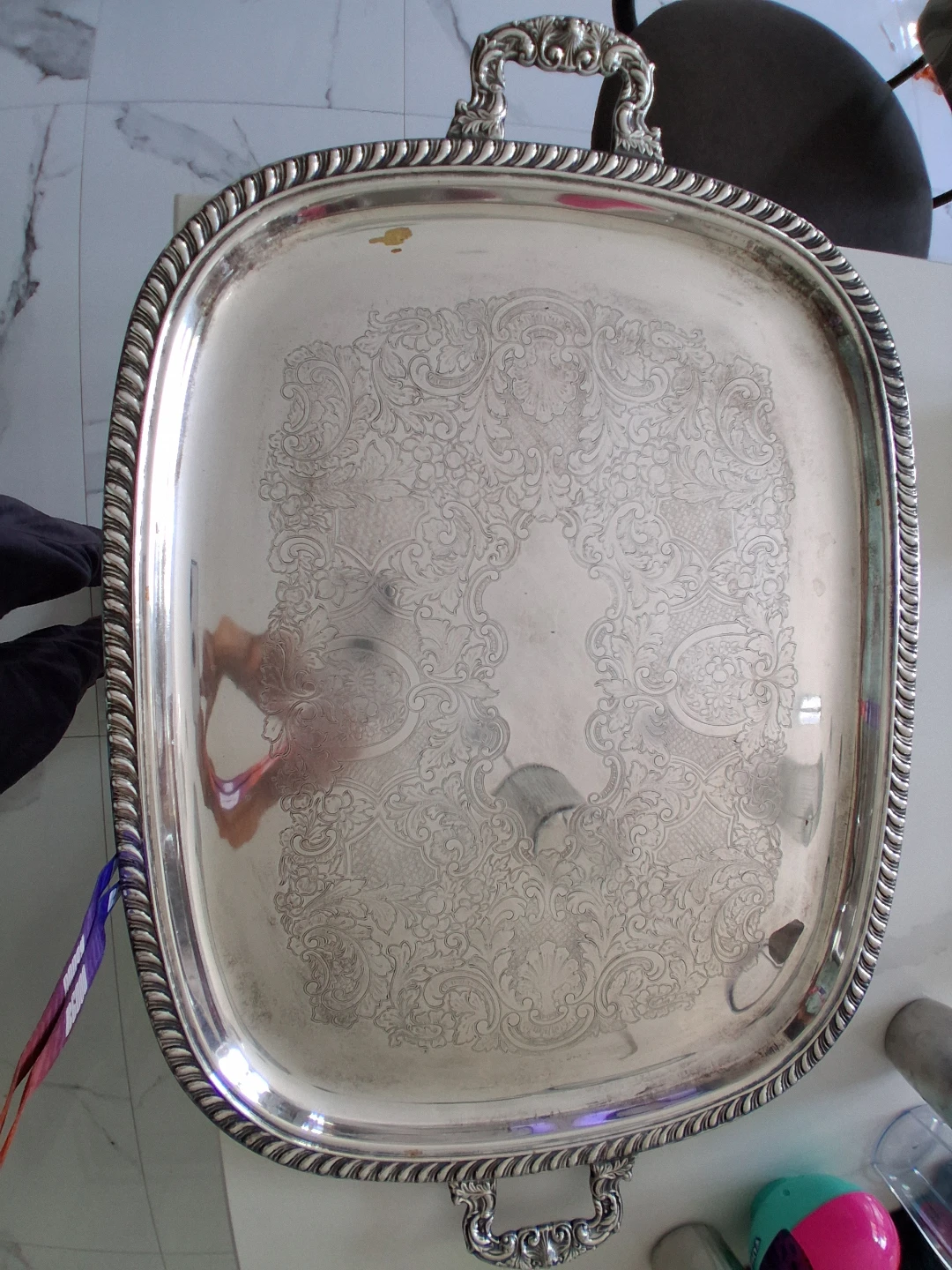Silver Plated Serving Tray with Handles