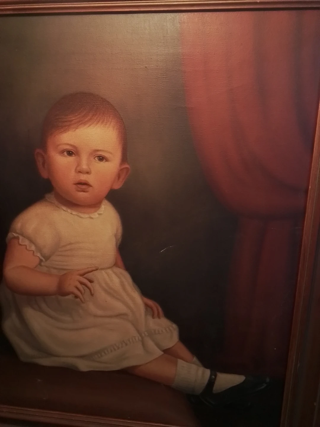 Antique 1932 American Folk Art Style Child Portrait - photo 2