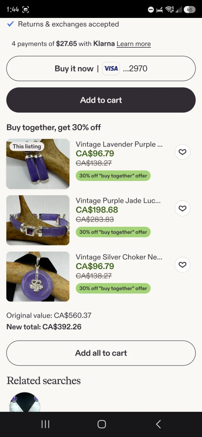Purple Jade Bracelet and Earrings Set - photo 3
