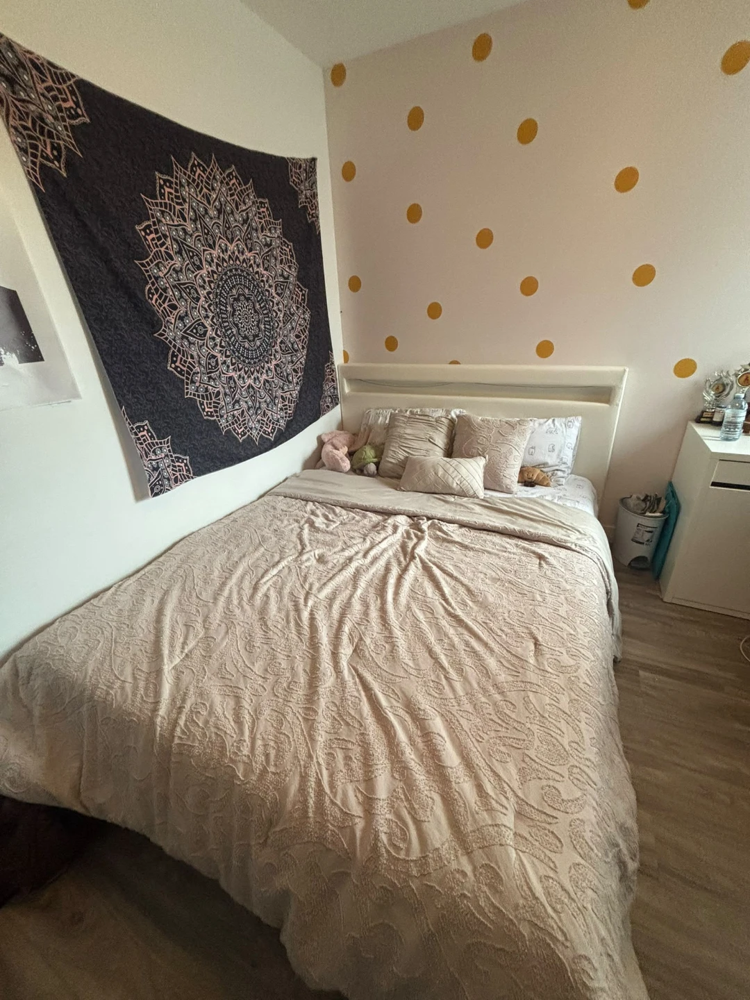 Upholstered Queen Bed Frame with faux leather headboard