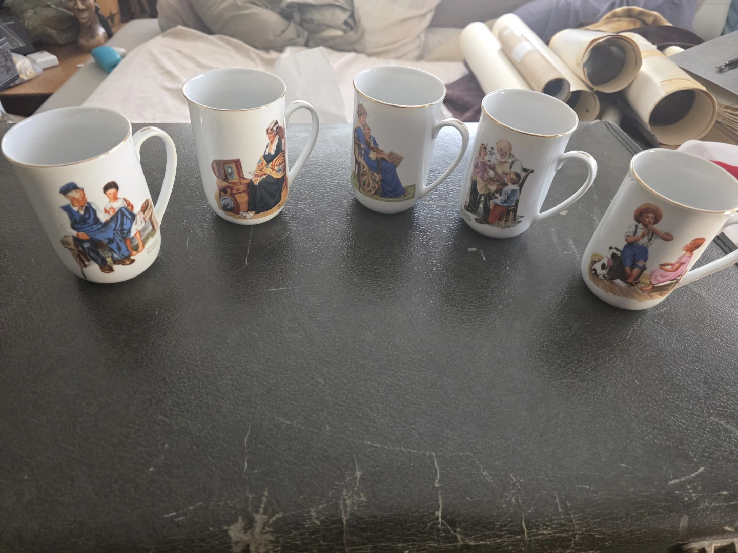 Set of 5 Norman Rockwell Museum Collector Mugs