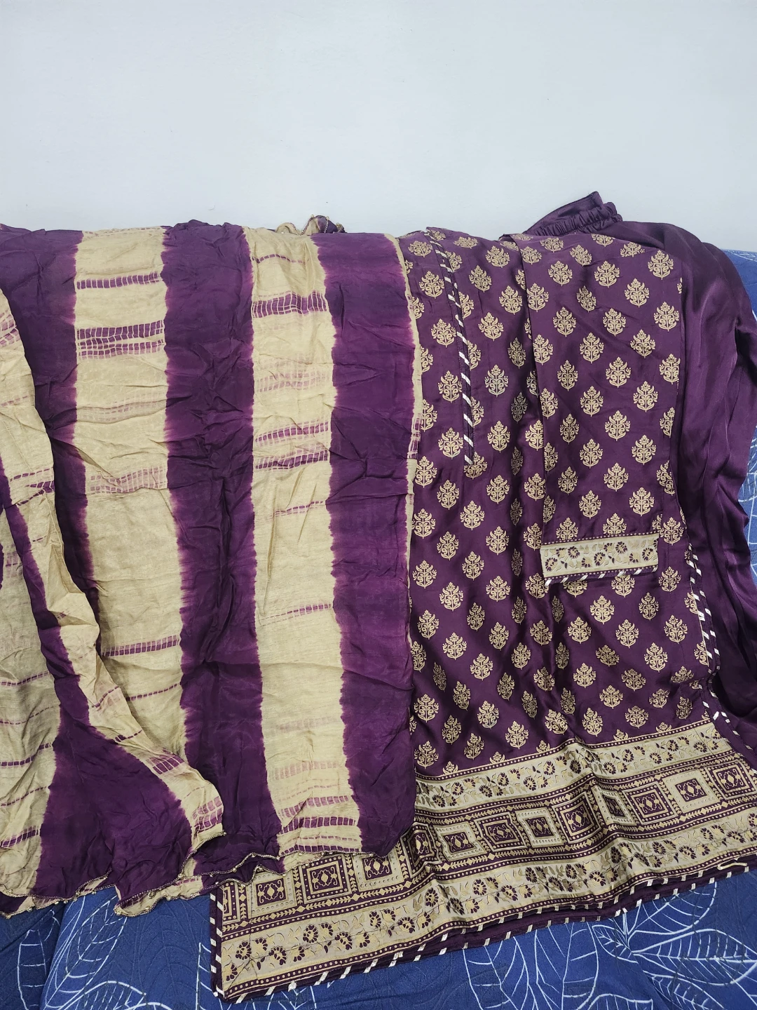 Purple and Gold  Kurta Set