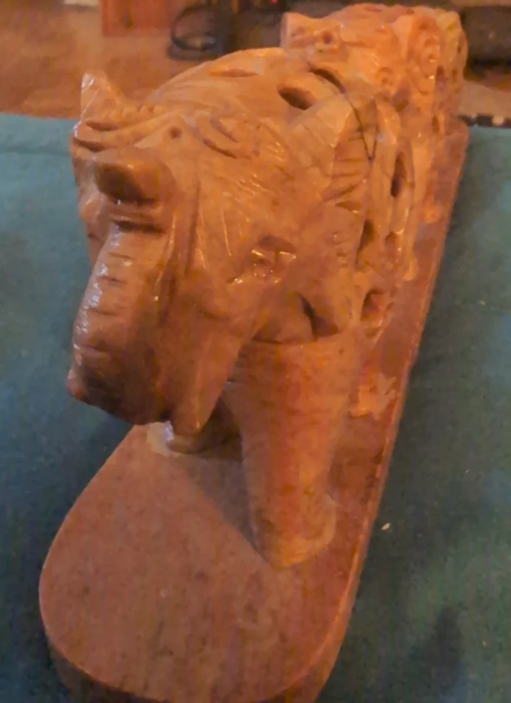 Carved Stone Elephant Figurine Set - photo 3