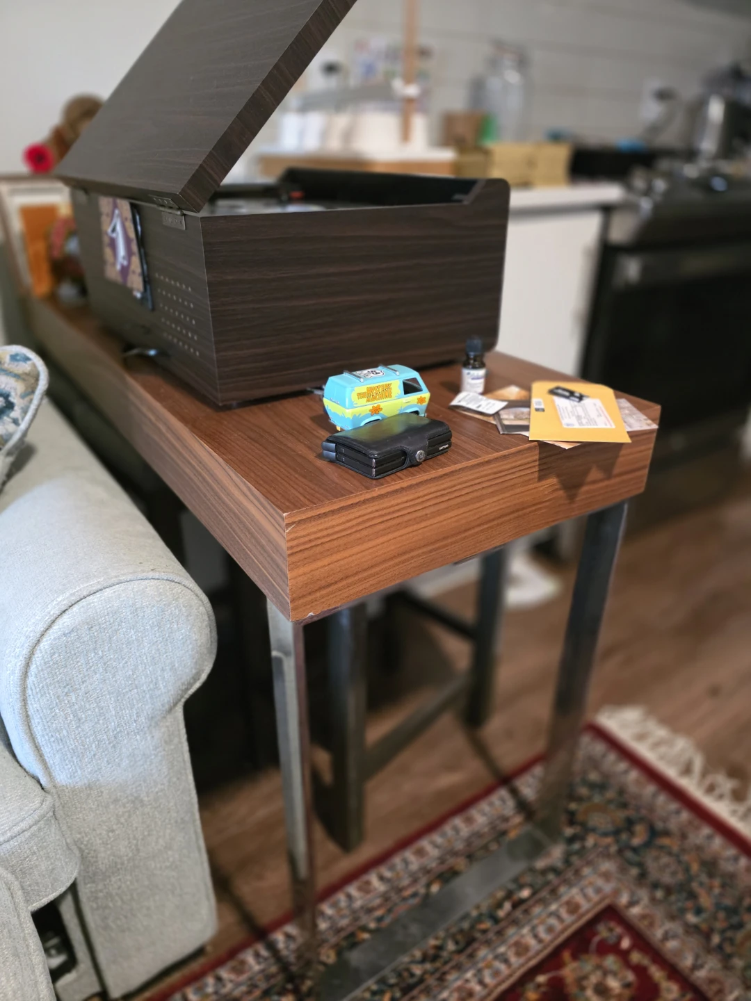 Modern Walnut Finish Side Table