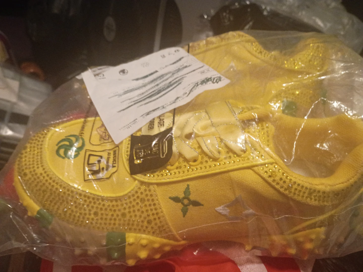Yellow Crystal Football Cleats
