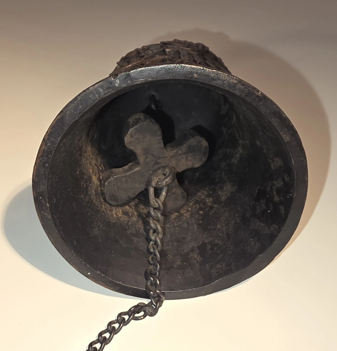 Vintage Antique Black Chinese Oriental Ceremonial Bell - photo 3
