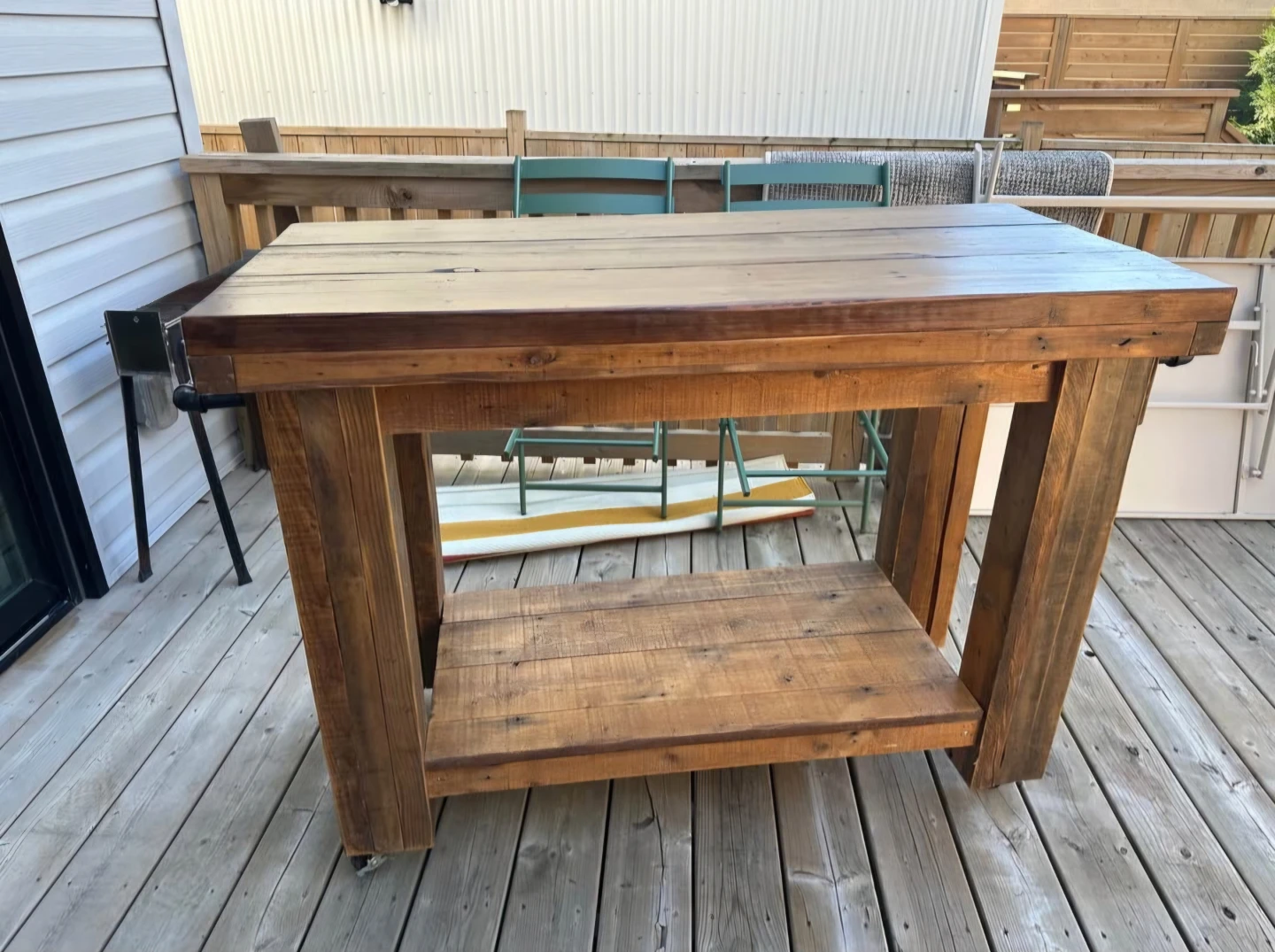 Rustic Wood Kitchen Island with Casters - photo 4