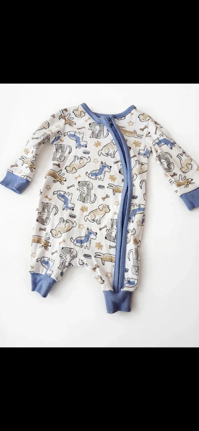 Baby Boy Dog Print Zipper Sleepsuit
