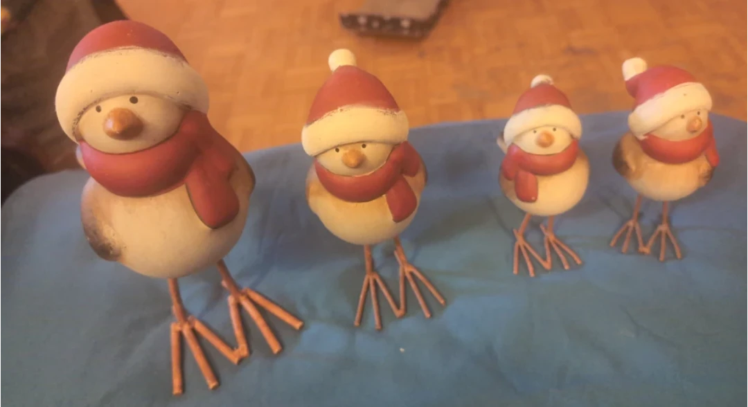 Set of 4 Christmas Bird Figurines