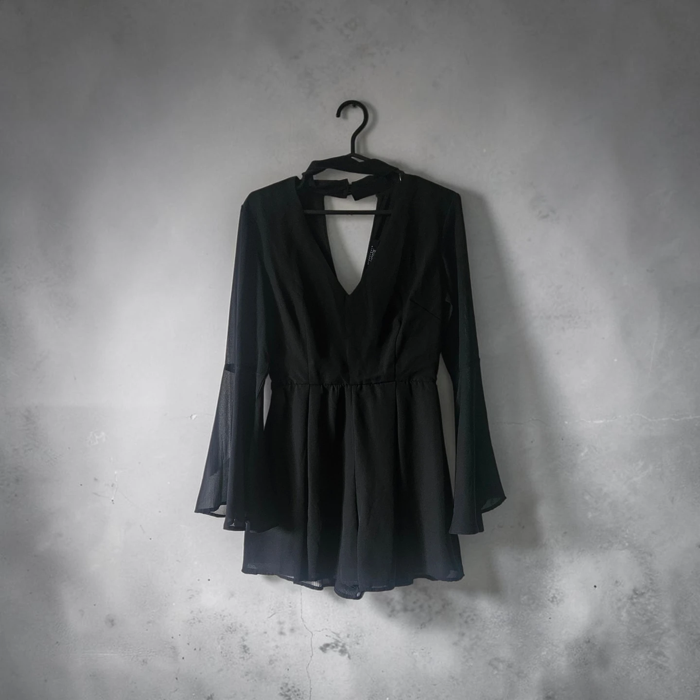 Black Long-Sleeve Romper