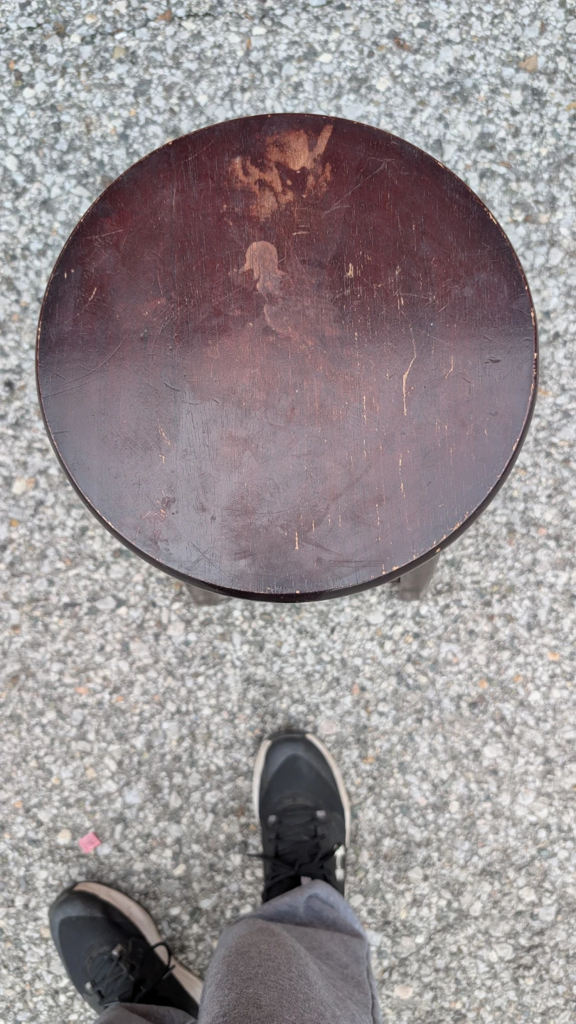 Dark Wood Round Stool - photo 5