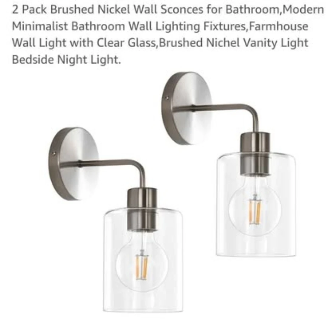 2 Pack Brushed Nickel Wall Sconces