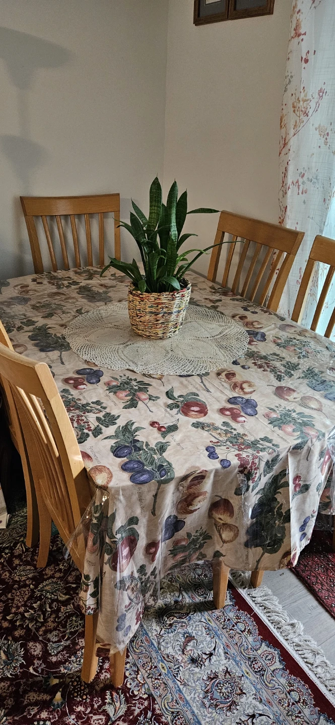6-seater solid wood dining chair set with patterned seat🏈