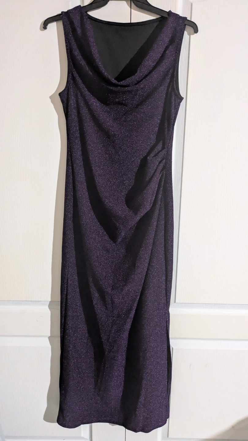 Purple Shimmer Midi Dress