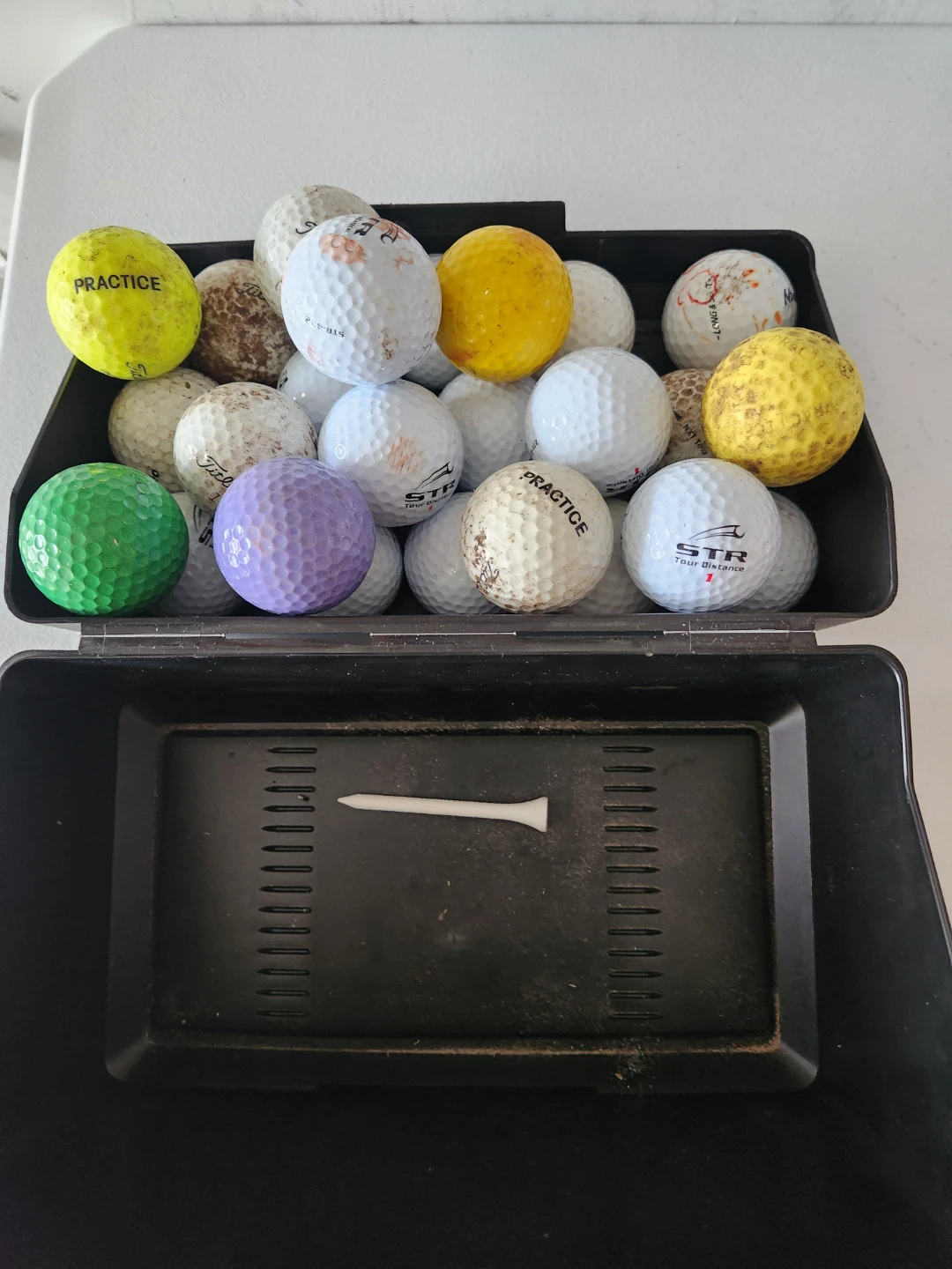 Assorted Practice Golf Balls in Case
