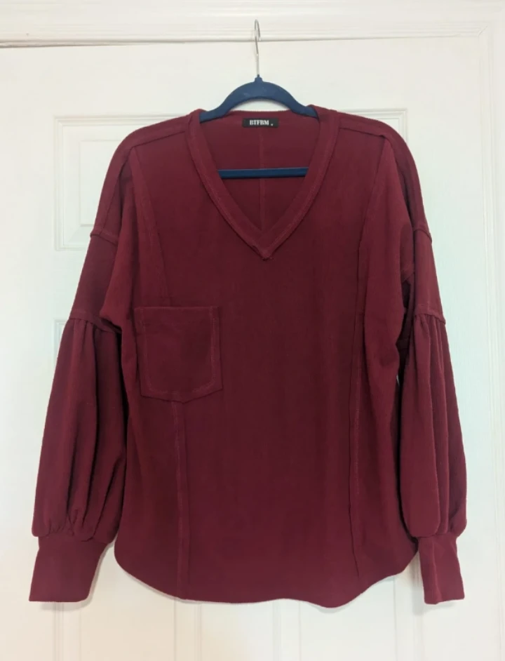 Burgundy Long Sleeve Top