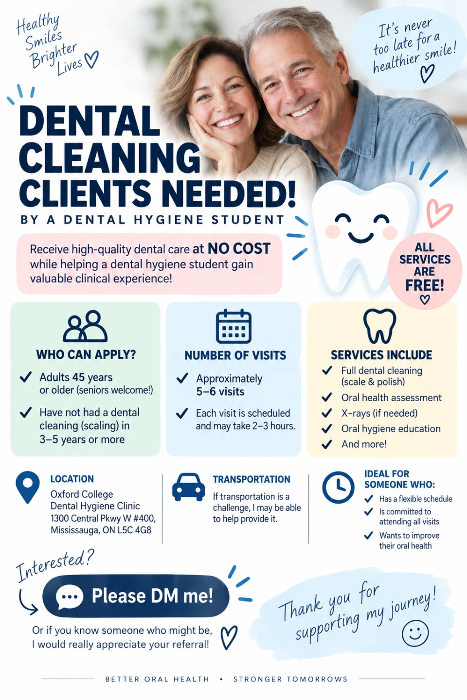 Free dental cleaning! Mississauga!