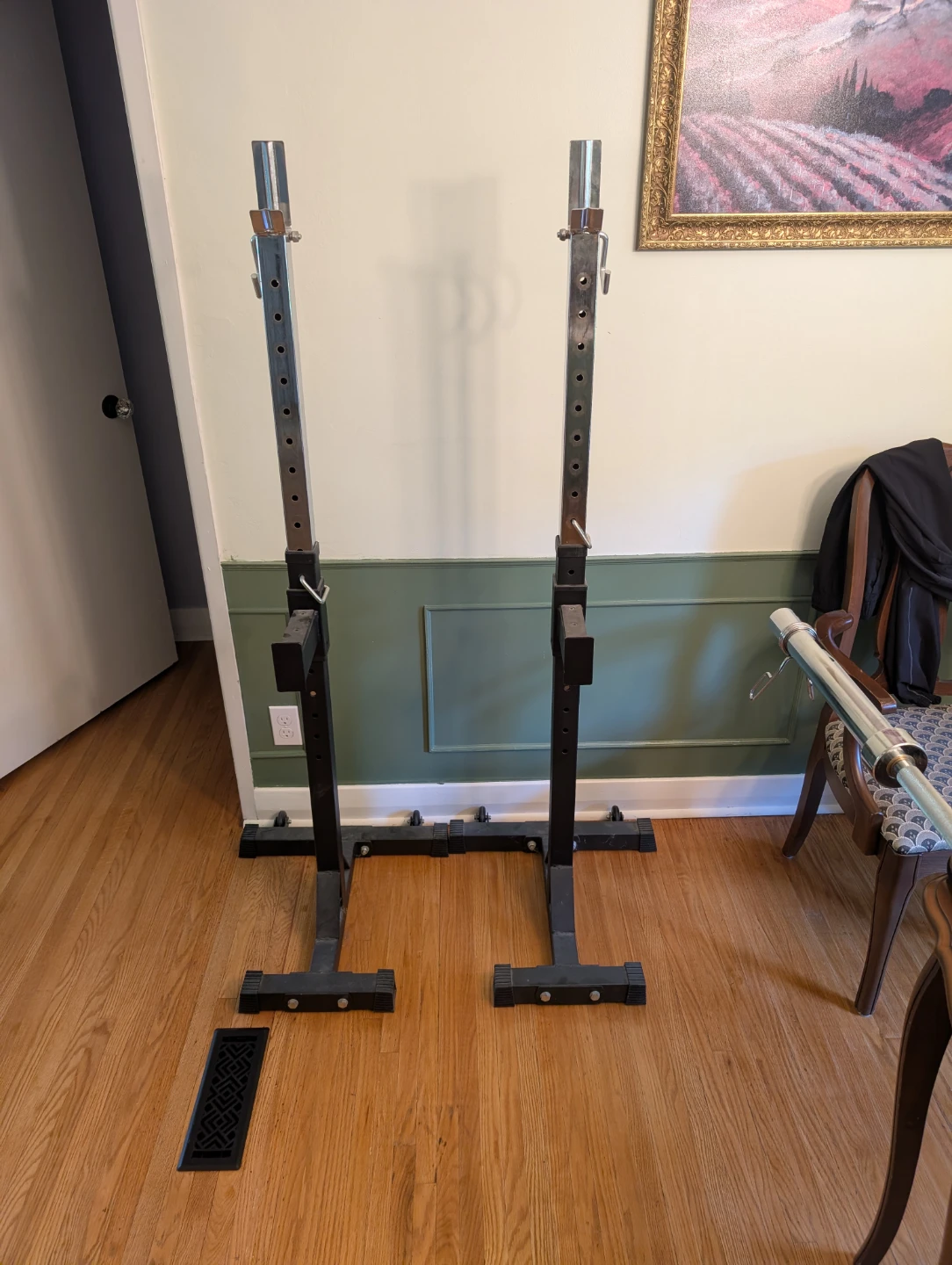 Squat Rack and Barbell with Pad