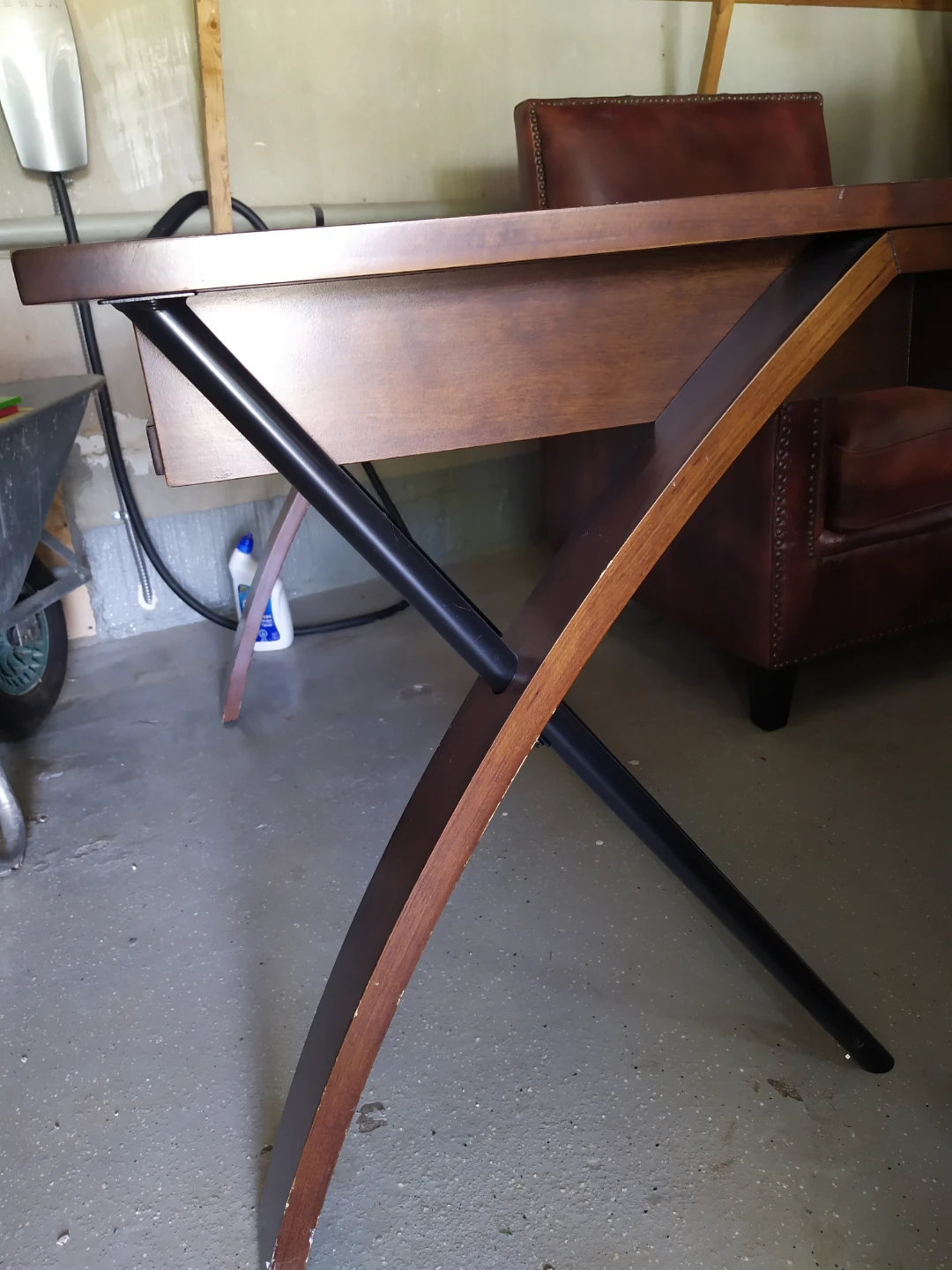 Wooden and glass writing desk - photo 2
