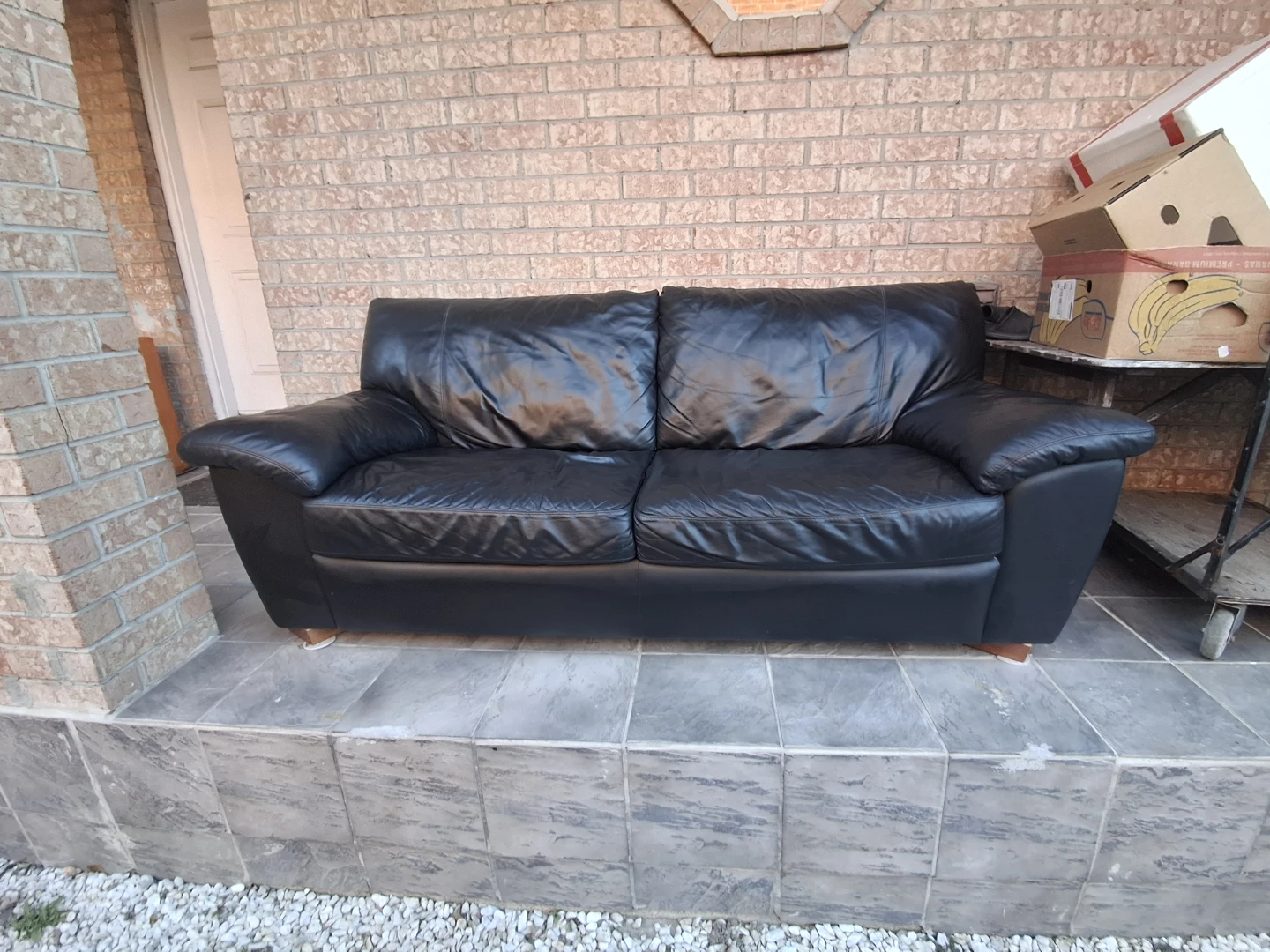 Black leather sofa