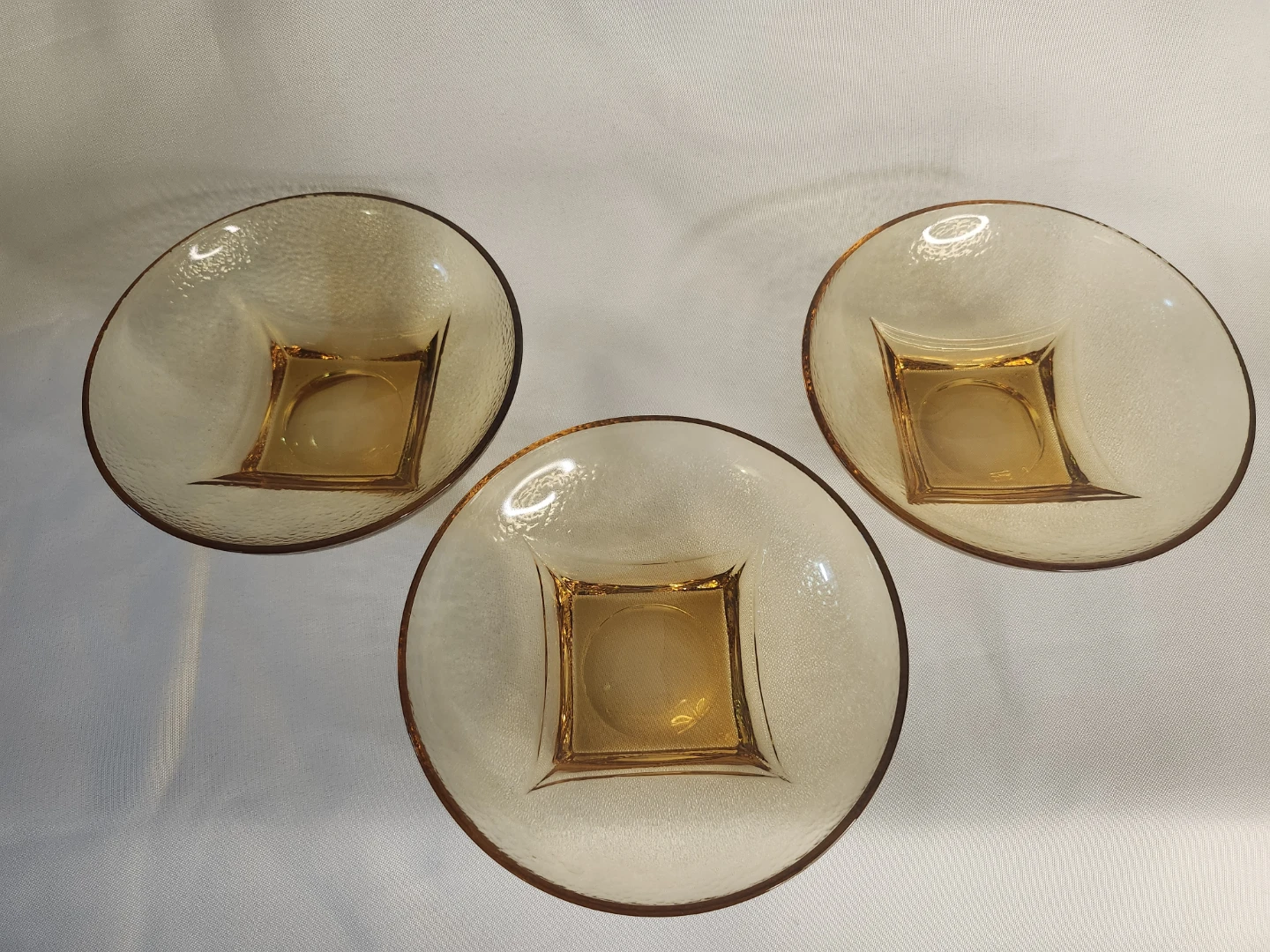 Vintage Hazel Atlas Pebblestone Amber Salad Bowls - Set of 3