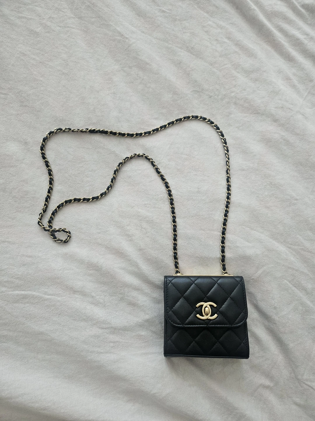 Chanel Quilted Black Leather Mini Chain Bag