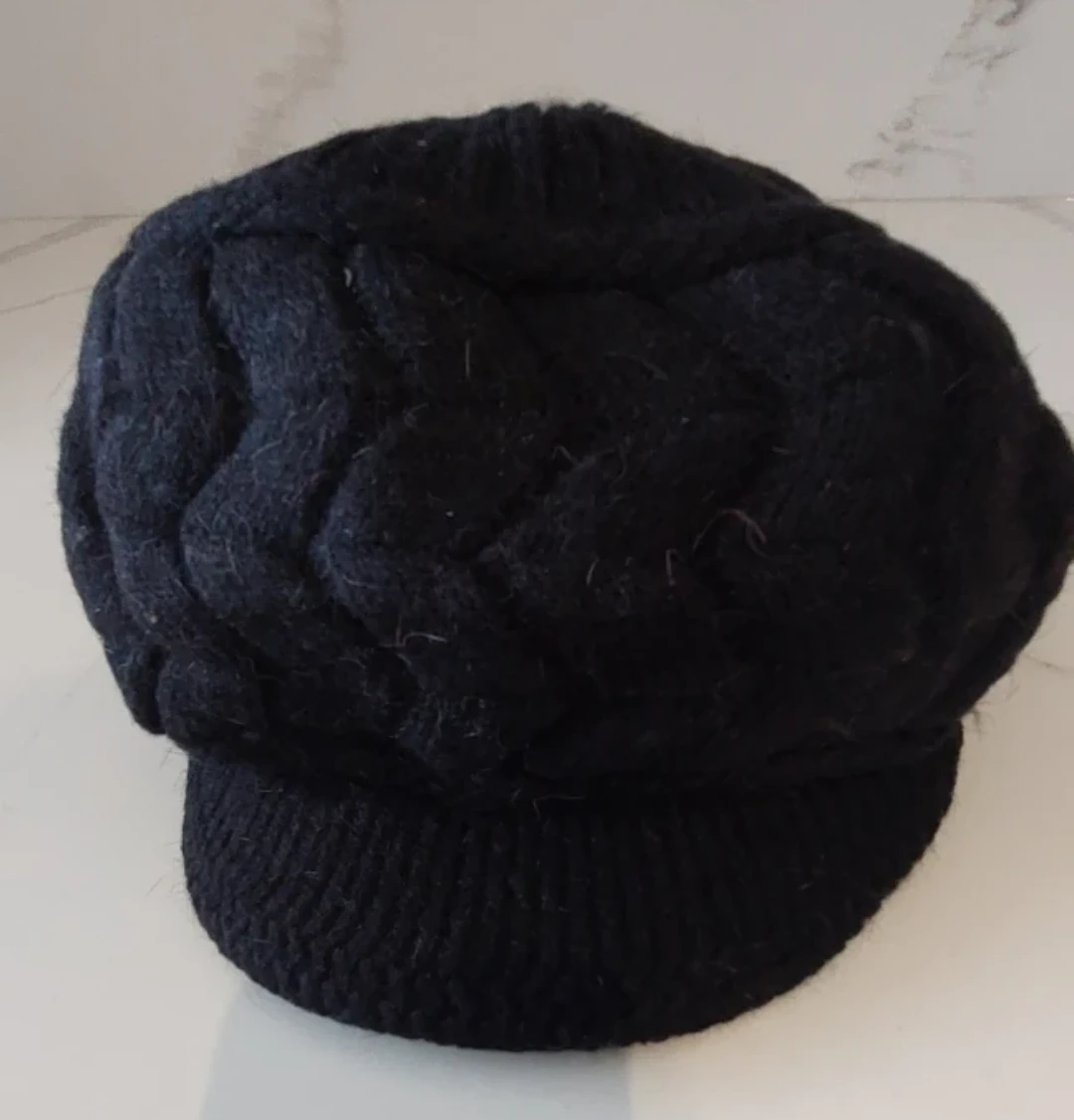 Black Knit Visor Hat