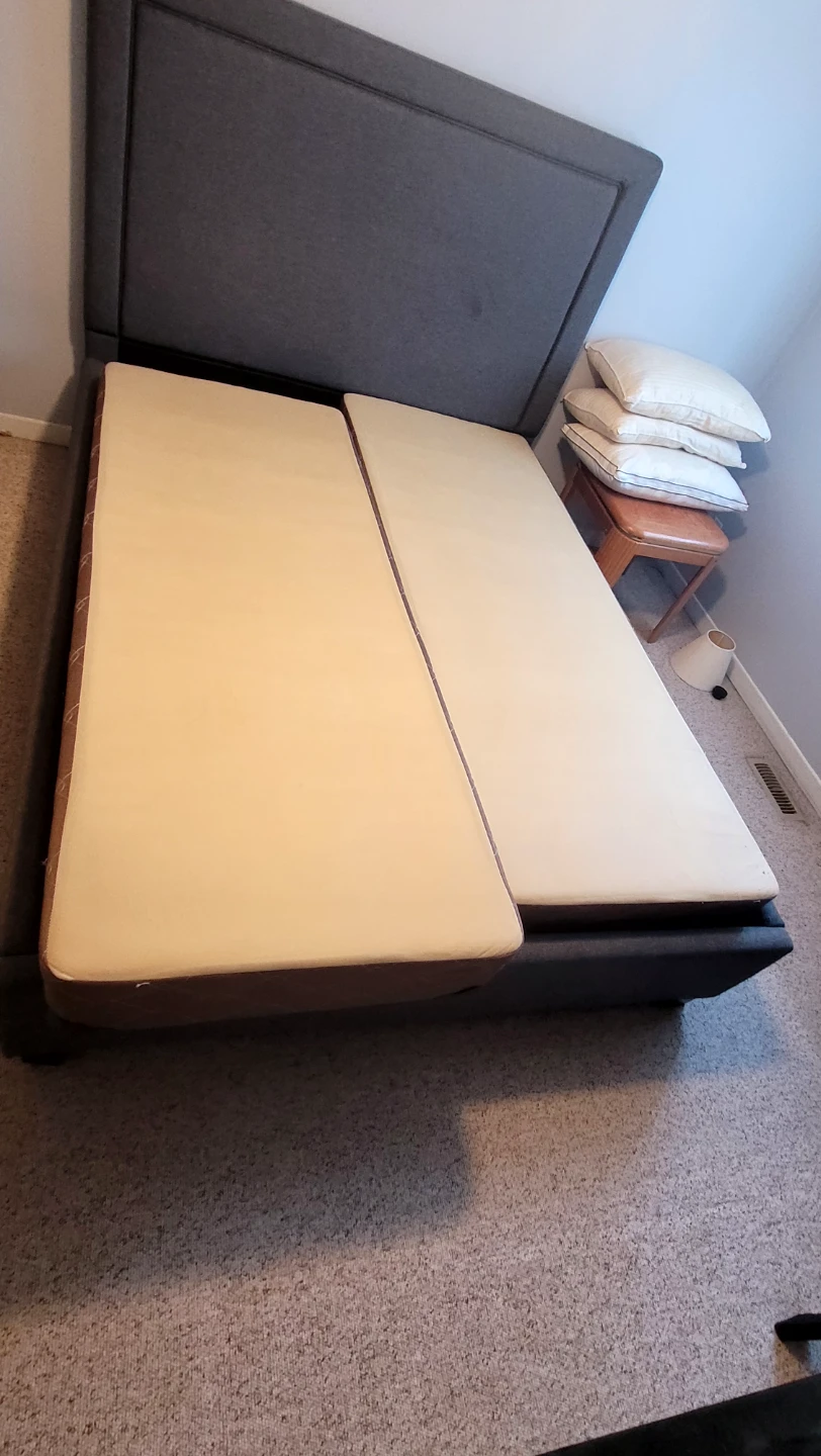 Grey Upholstered Bed Frame with Split Box Springs - photo 3