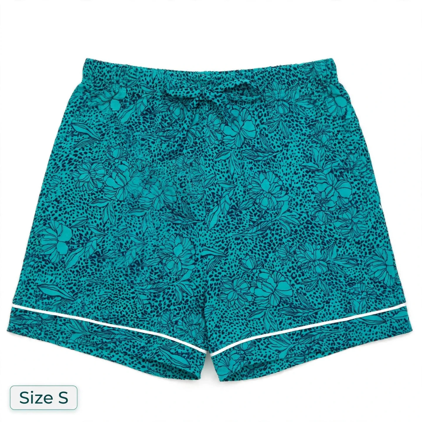Teal Floral Pattern Lounge Shorts