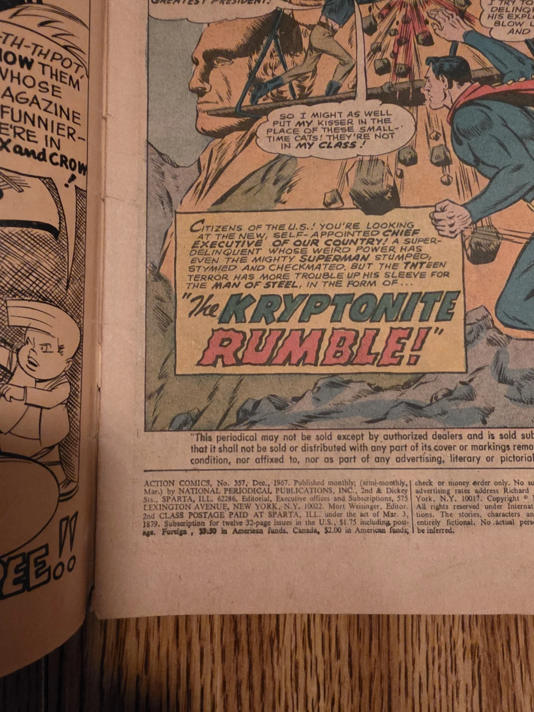 Vintage Action Comics No. 357 Superman Comic Book