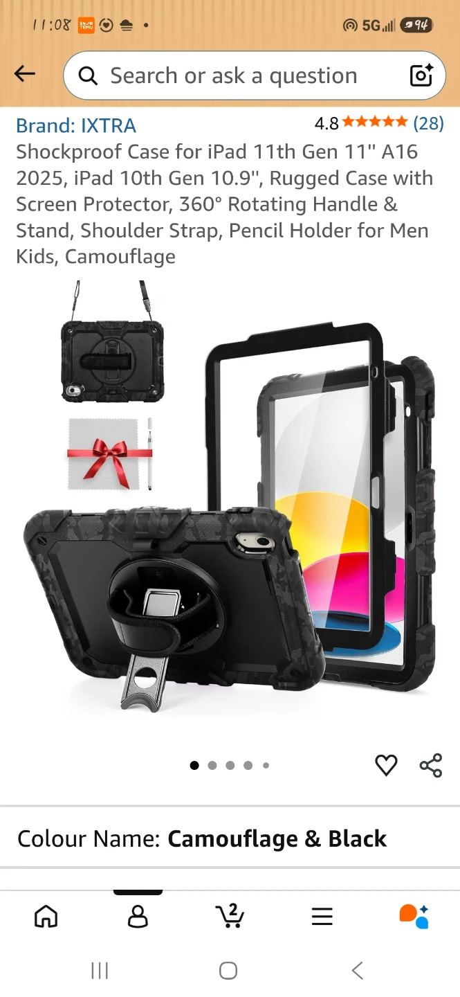 Shockproof Rugged Case for iPad 11th Gen/10th Gen