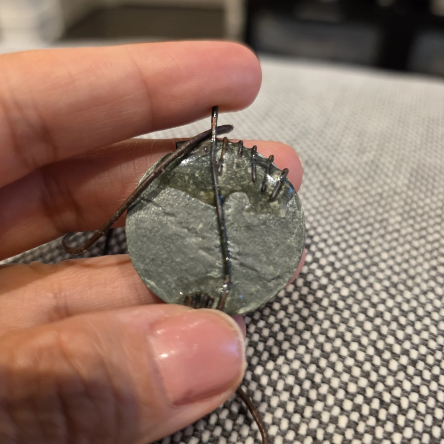 Handcrafted European Wire Wrapped Stone Pendant Necklace - photo 4