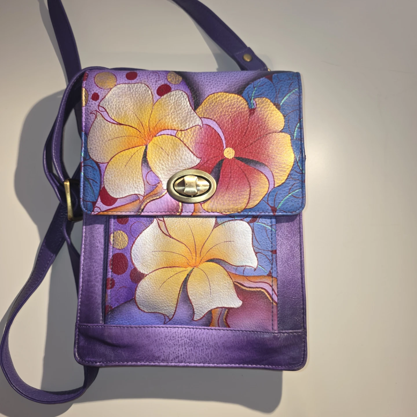 Anuschka Hand-Painted Leather Crossbody Bag