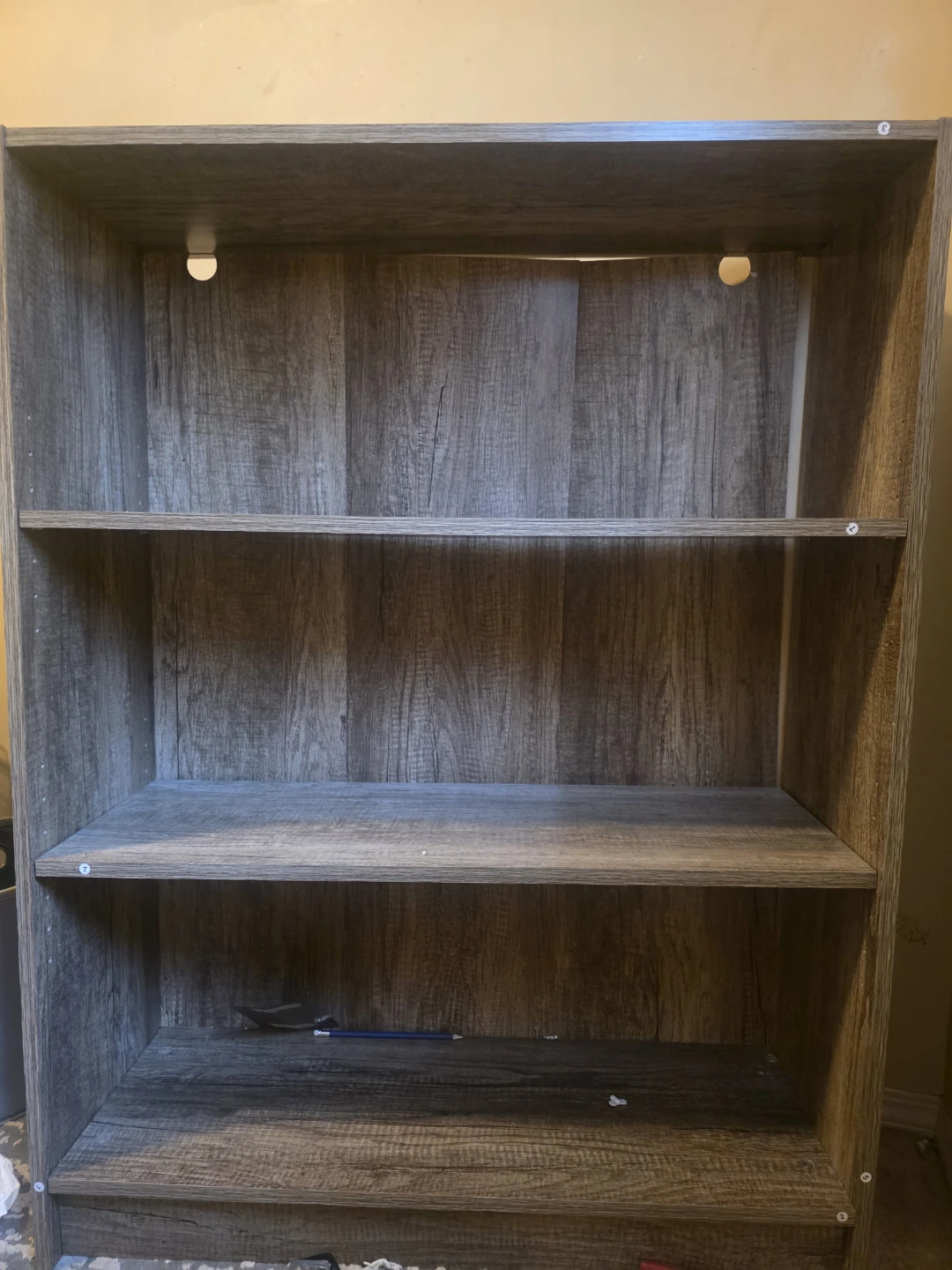Rustic Grey Three-Tier Bookshelf
