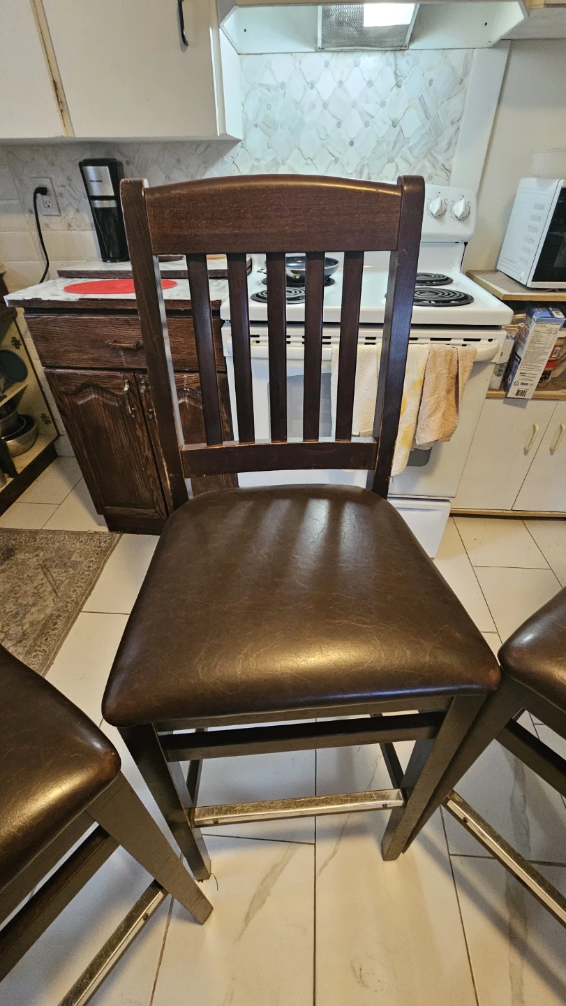 4 Wooden Leather Bar Stool Set - photo 5