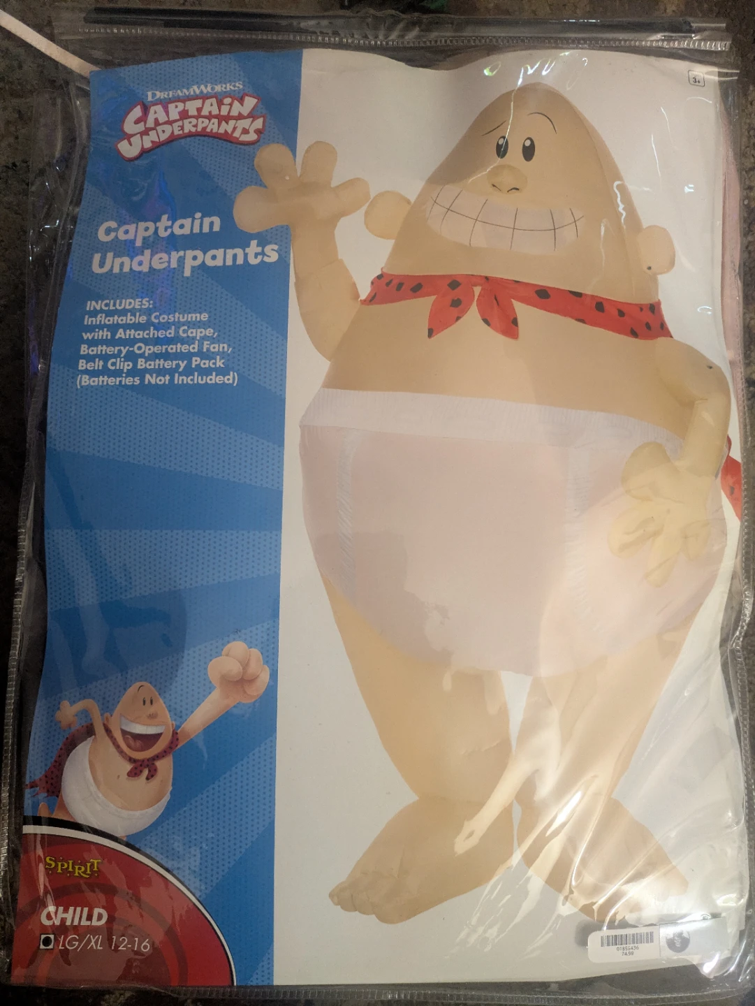 DreamWorks Captain Underpants Inflatable Costume Child LG/XL