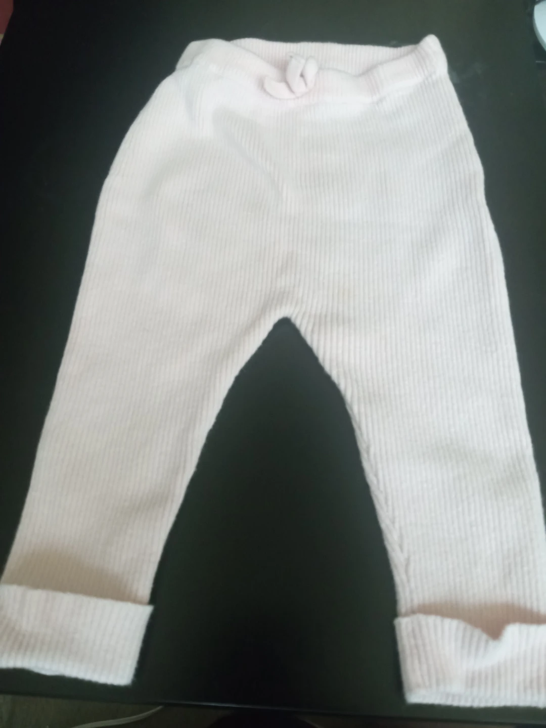 Juniors Baby Pink Ribbed Pants - 6/9m