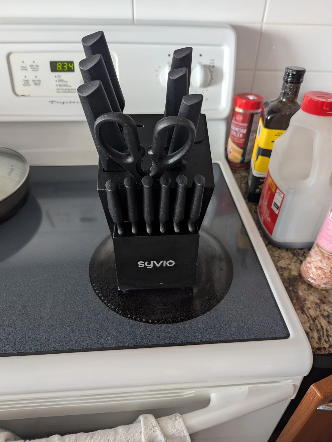 Syvio Black Kitchen Knife Block Set