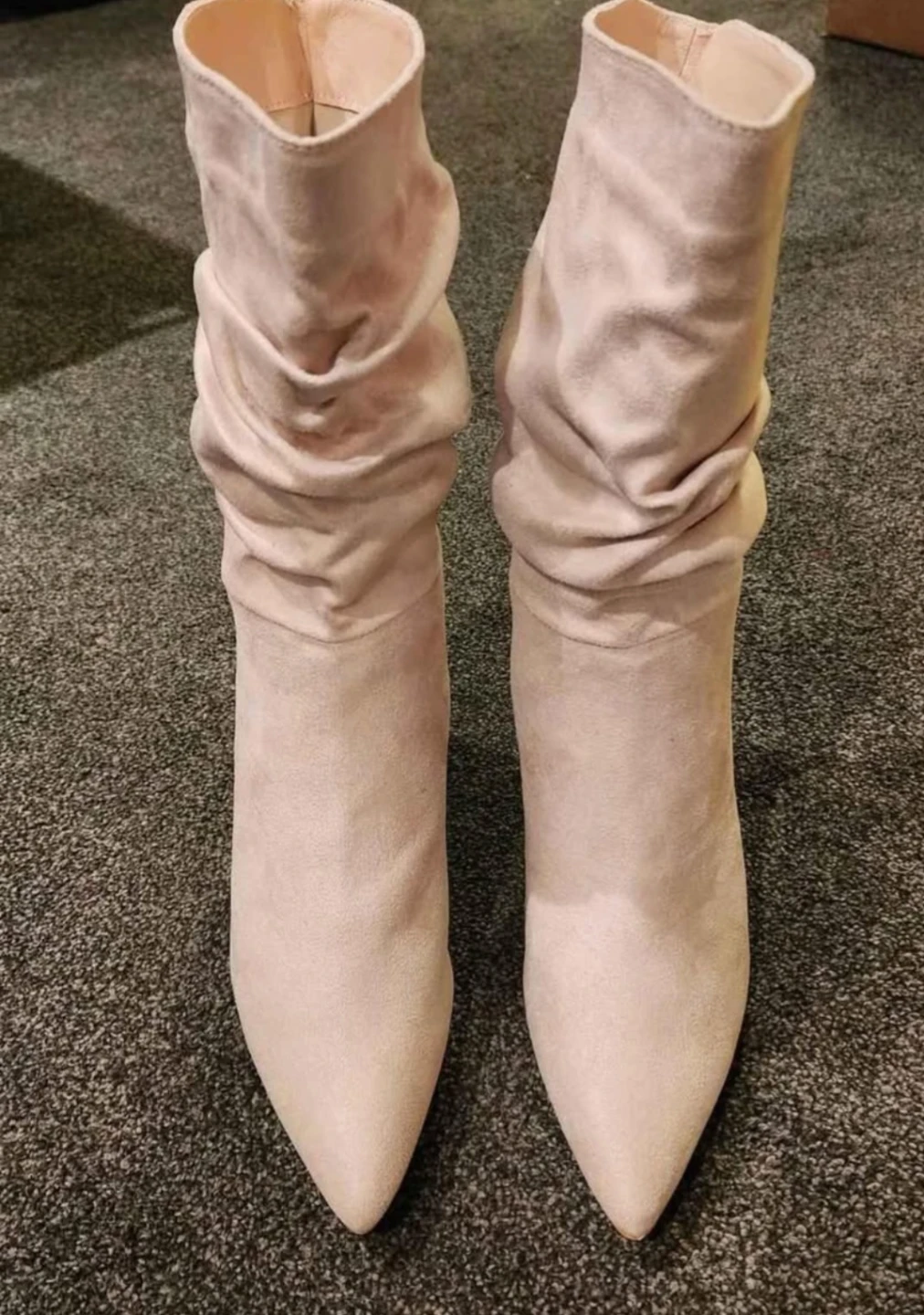 Beige Suede Slouch Boots - photo 4