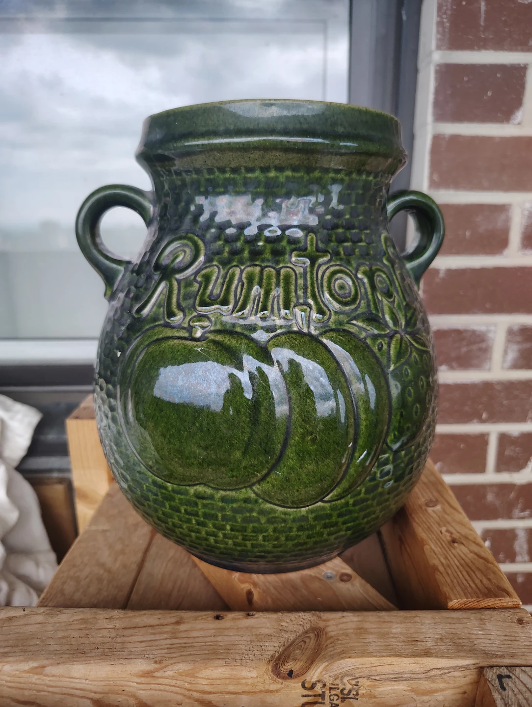 Green Rumtopf Ceramic Jar