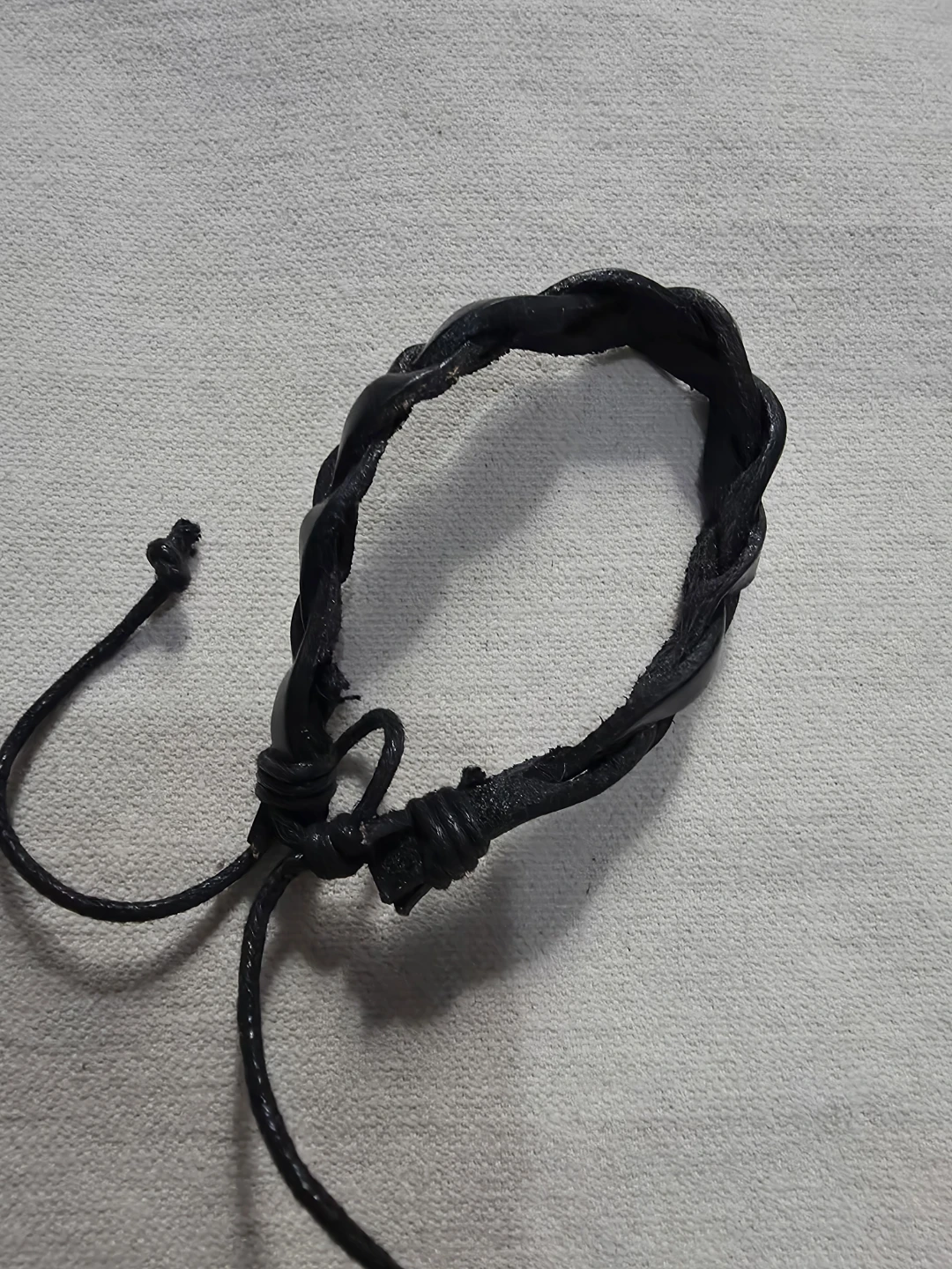 Black Braided Leather Bracelet 🏈 - photo 2