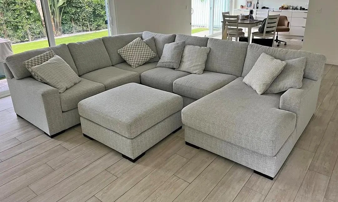 Large Gray Sectional Sofa with Ottoman