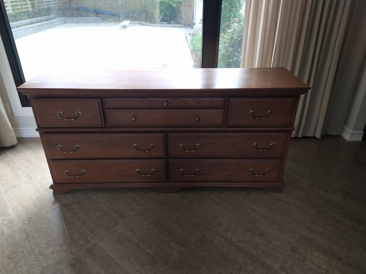 Wooden Dresser with Multiple Drawers and mirror