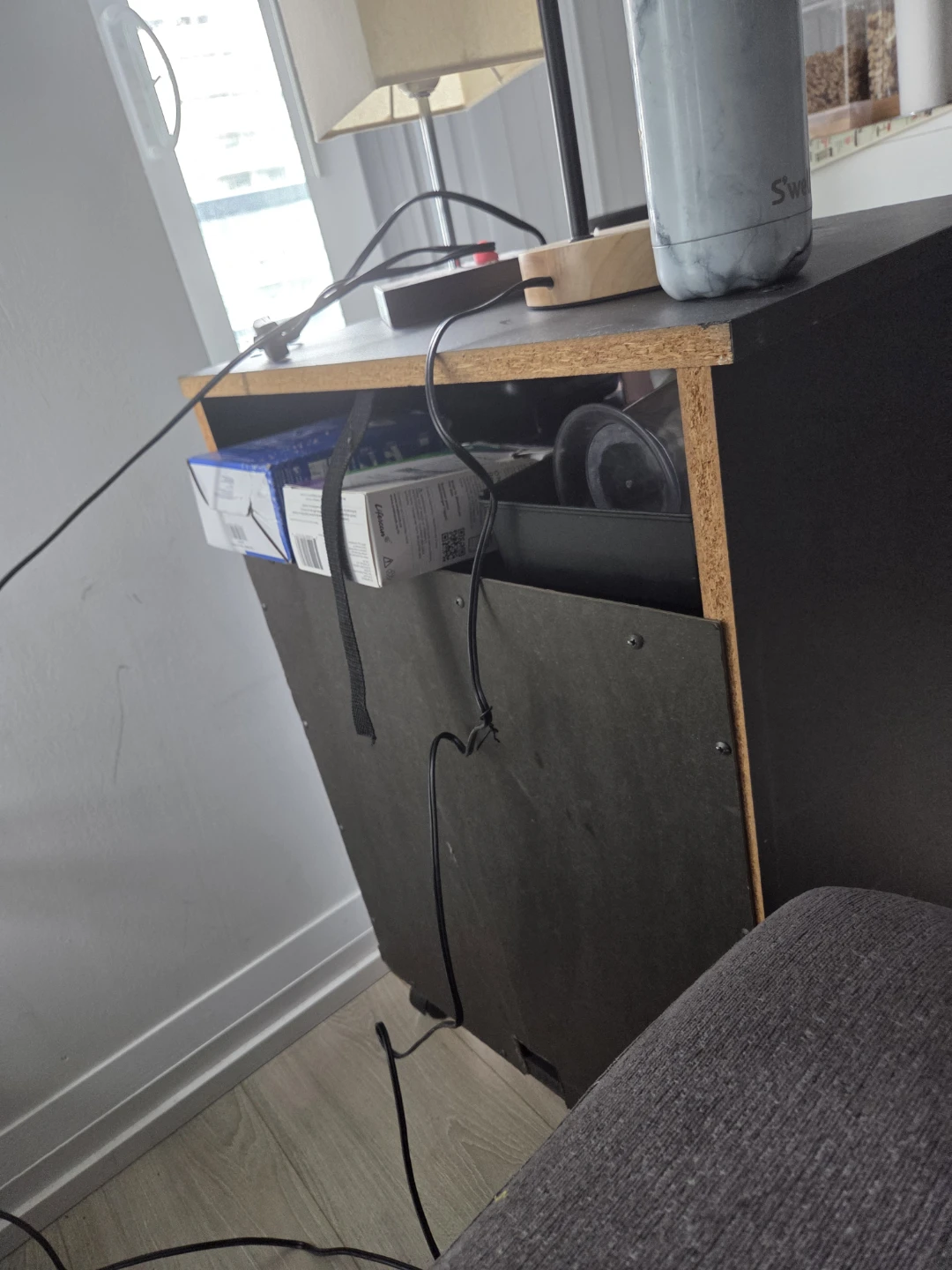 Black rolling bedside table or storage cart - photo 4