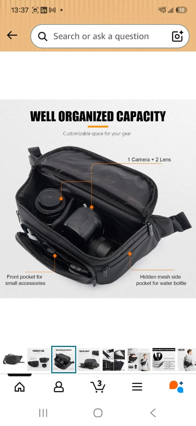 Cwatcun DSLR Waterproof Sling waist Camera Bag - photo 3