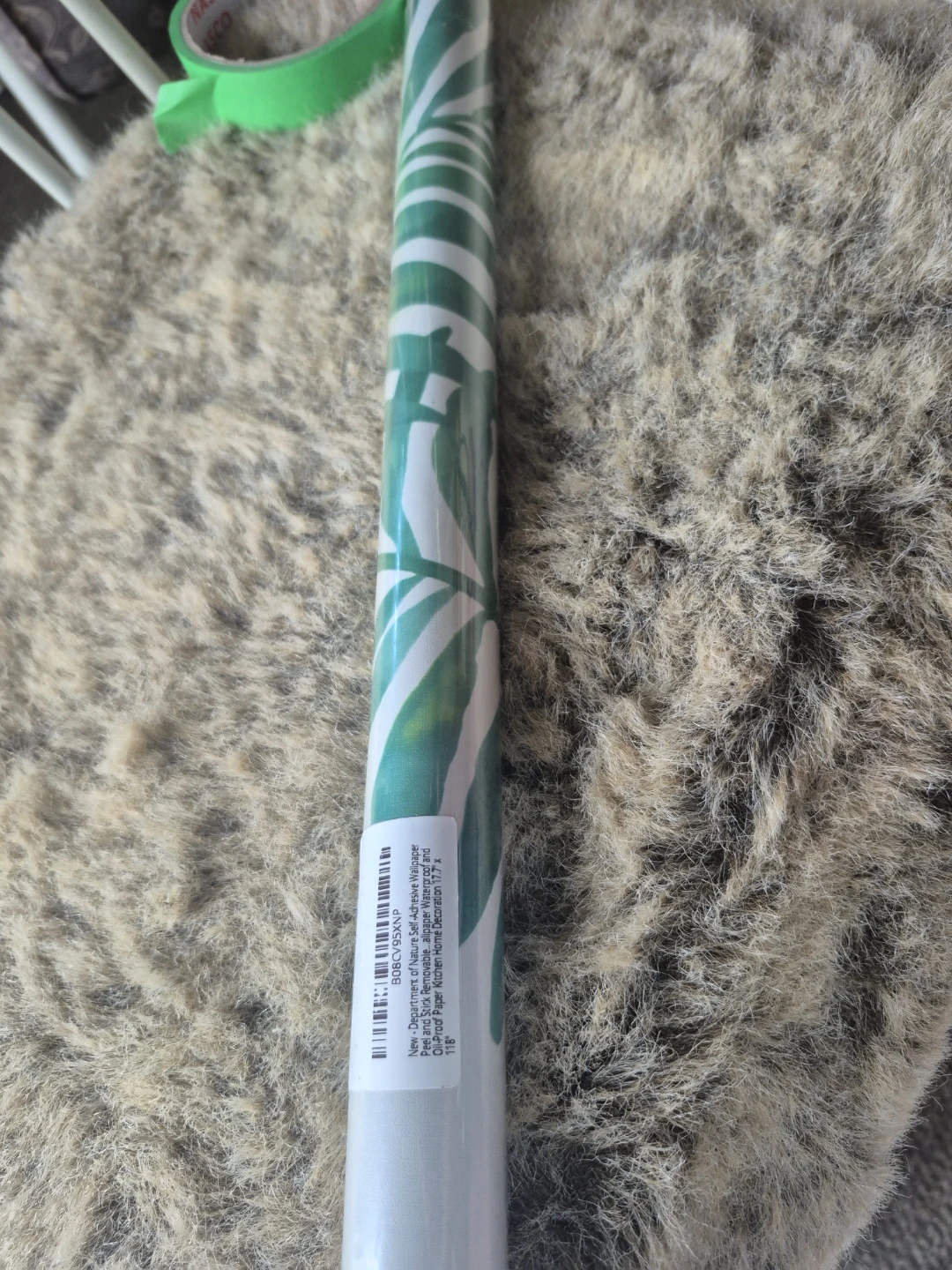 Green and white palm leaf peel and stick wallpaper