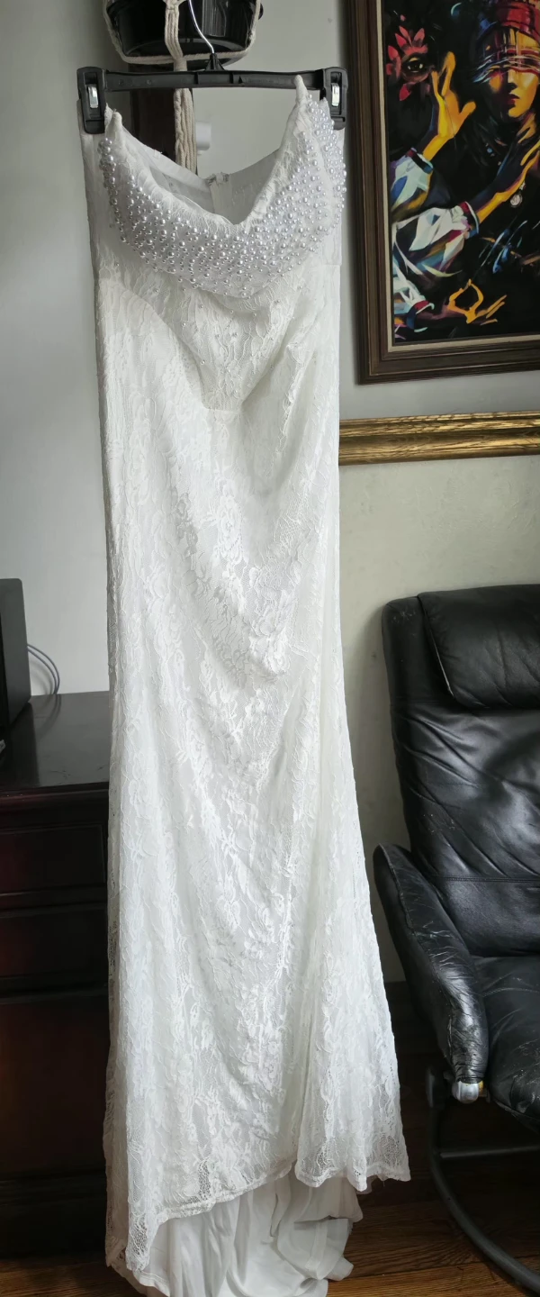 White Lace Pearl Embellished Dress 🏈 - photo 3