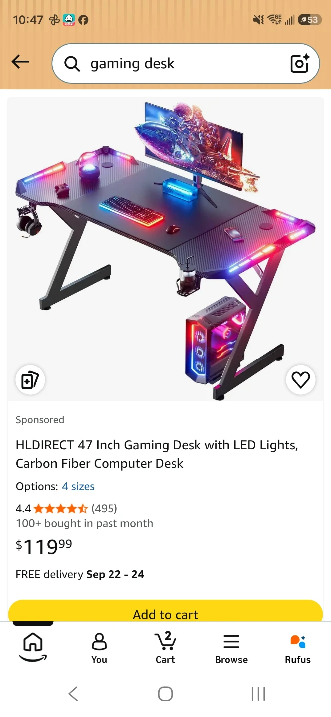 47 Inch Gaming Desk - photo 2