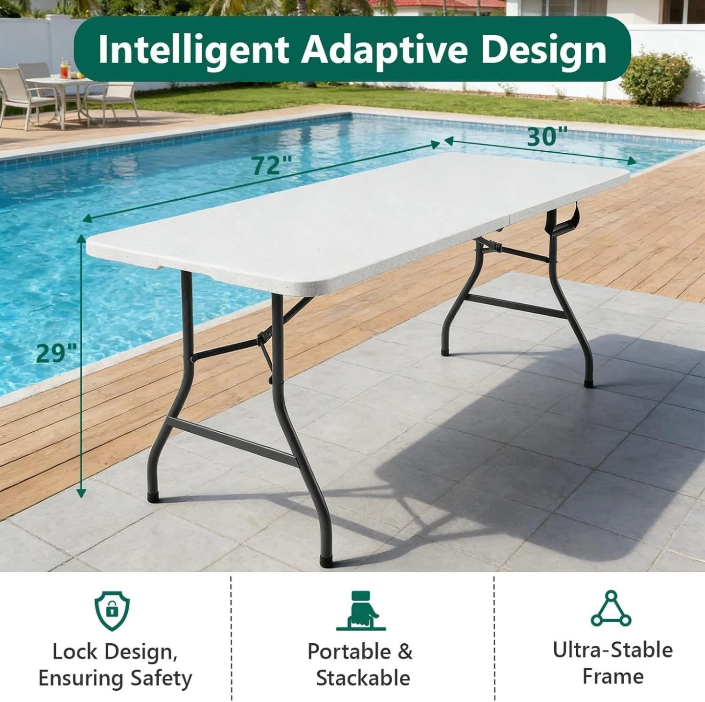 6ft Folding Banquet Table - photo 2