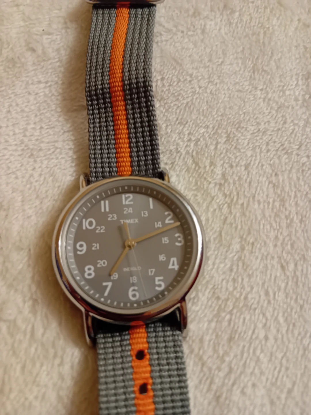 Timex Weekender Watch with Grey and Orange Strap